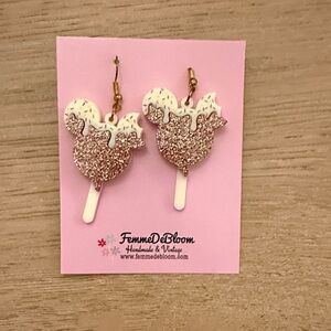 NWT Pink Glitter Mickey Earrings